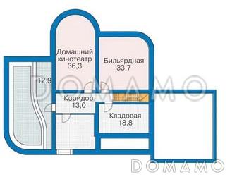 Проект большого дома с гаражом на две машины / План цокольного этажа