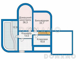 Проект большого дома с гаражом на две машины / План цокольного этажа Проект большого дома с гаражом на две машины / План цокольного этажа