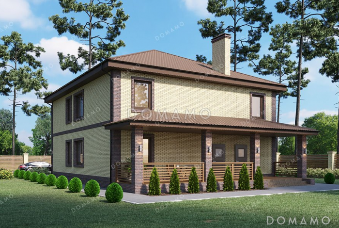 Проект дома с пятью спальнями и террасой