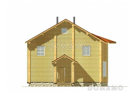 Проект дома из оцилиндрованного бревна с экером и вторым светом / Фасад 4