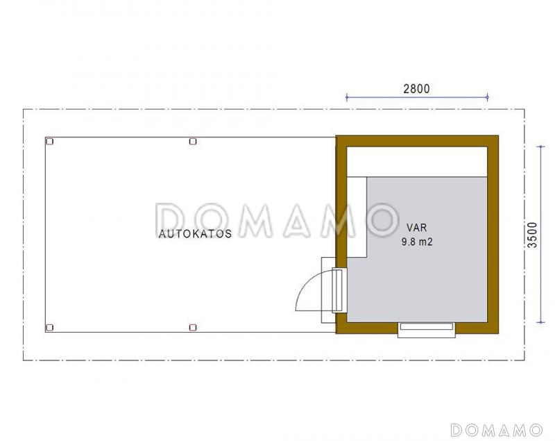 Проект каркасного навеса со складским помещением / План 1 этажа