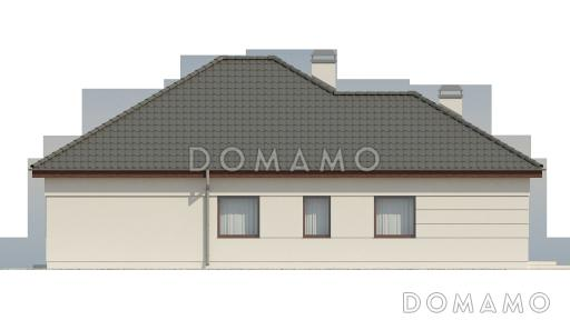 Проект просторного одноэтажного дома из кирпича с кабинетом и тремя спальнями и крытой угловой террасой / Фасад 2