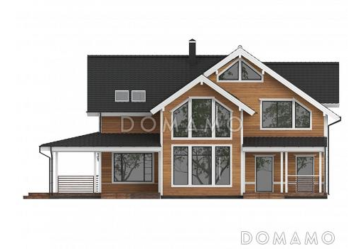 Проект каркасного дома с мансардными окнами и вторым светом / Фасад 1 Проект каркасного дома с мансардными окнами и вторым светом / Фасад 1