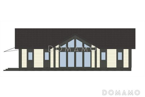 Проект каркасного дома в скандинавском стиле с панорамными окнами и светлой гостиной / Фасад 3