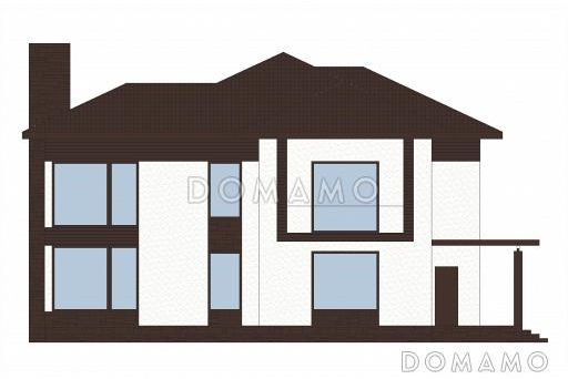 Проект кирпичного двухэтажного дома с большими окнами / Фасад 2