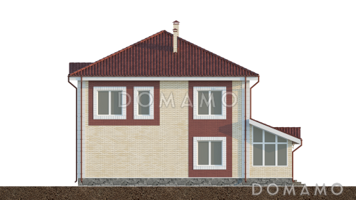 Проект двухэтажного дома с кабинетом, спортзалом, верандой и террасой / Фасад 2