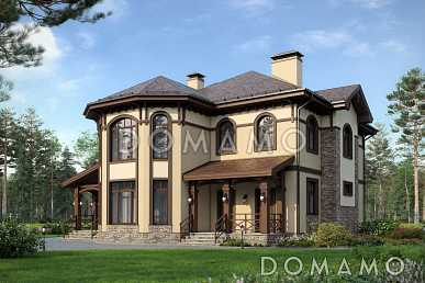 Проект оштукатуренного двухэтажного коттеджа в стиле модерн Проект оштукатуренного двухэтажного коттеджа в стиле модерн