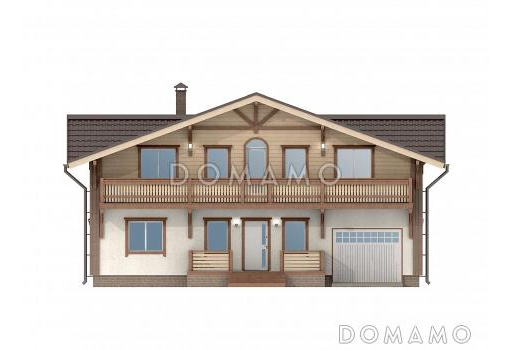 Проект каркасного дома с встроенным гаражом / Фасад 1