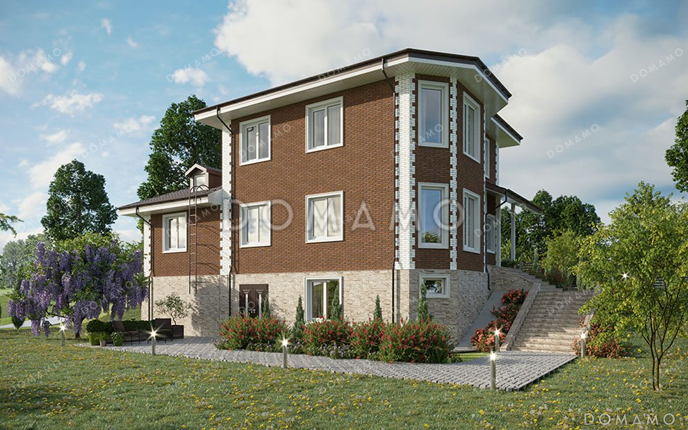 Проект двухэтажного дома с гаражом и подвалом / 3