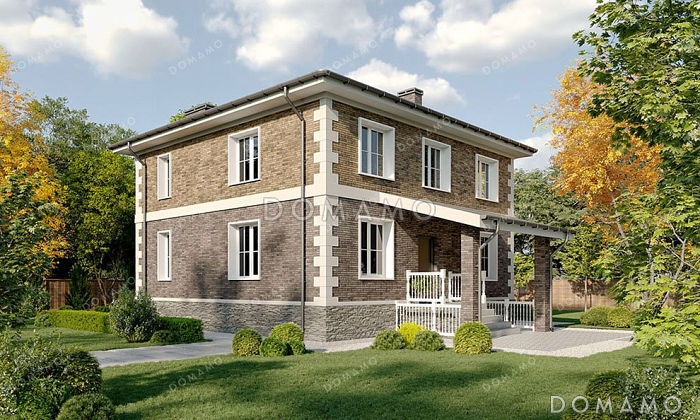 Проект двухэтажного дома с четырьмя спальнями и вальмовой крышей