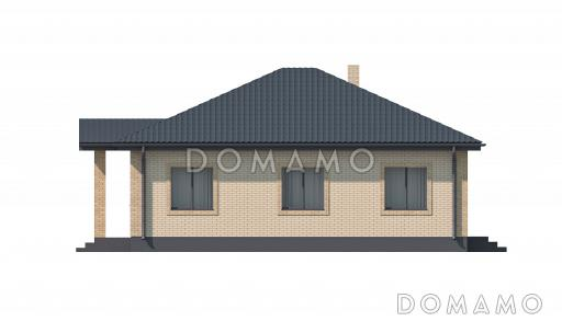 Проект загородного дома с кухней-столовой в ширину дома, тремя спальнями, двумя санузлами / Фасад 4