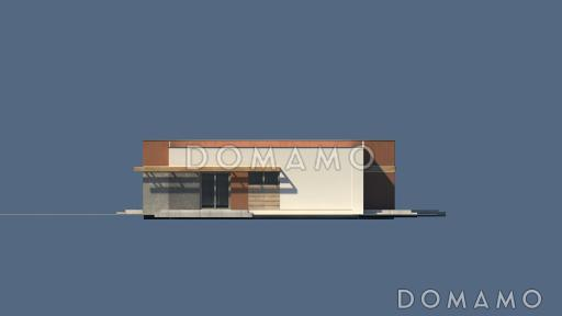 Проект просторного современного одноэтажного дома из газобетона с четырьмя спальнями / Фасад 4