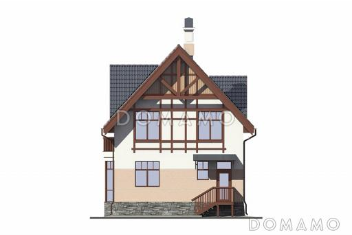 Проект кирпичного дома с мансардным этажом и эркером / Фасад 3