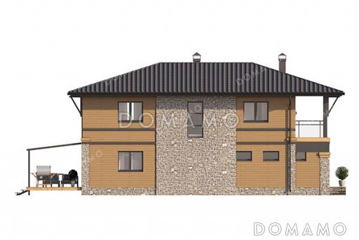 Проект дома для узкого участка с встроенным гаражом / Фасад 1