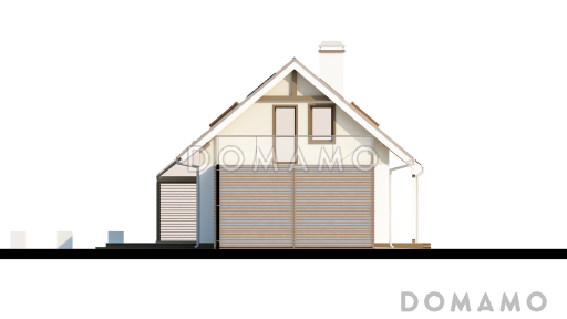 Проект одноэтажного мансардного дома из газобетона с открытой террасой над гаражом / Фасад 3