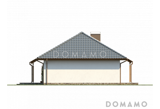 Проект одноэтажного дома из кирпича с тремя спальнями и крытой террасой / Фасад 4