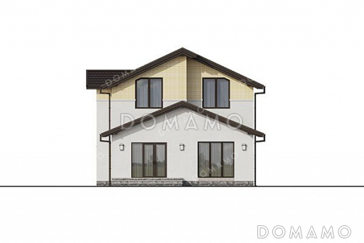 Проект одноэтажного дома с мансардой и террасой / Фасад 3