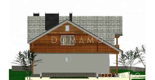 Проект одноэтажного дома с мансардным этажом и двумя балконами / Фасад 1