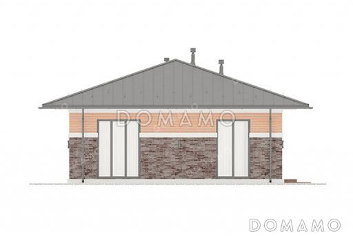 Проект одноэтажного дома с окнами в пол, тремя спальнями и выходом из гостиной в сад / Фасад 2