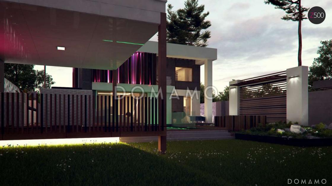 Проект современного двухэтажного дома из газобетона с дополнительной спальней на первом этаже и гаражом / 3