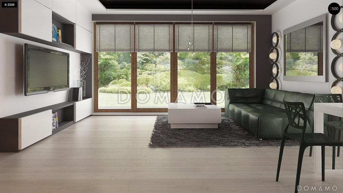 Проект одноэтажного мансардного дома из газобетона с эркером, тремя  балконами и вертикальным мансардным окном / 16