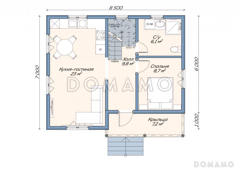 Каркасный дом "Аракс" / План 1 этажа