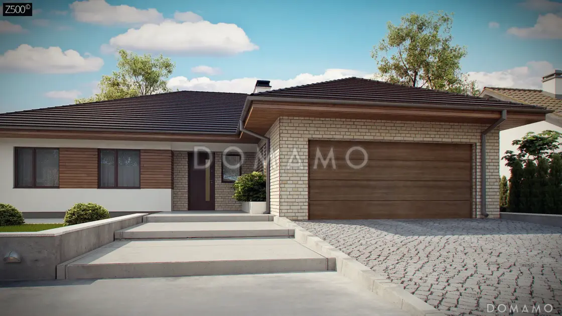 Проект одноэтажного дома из газобетона с гаражом на 2 автомобиля и подвалом / 4