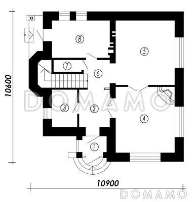 Проект дома в английском стиле / План 1 этажа