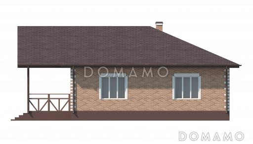 Проект одноэтажного дома из газобетона с верандой, кухней-столовой, тремя спальнями / Фасад 4