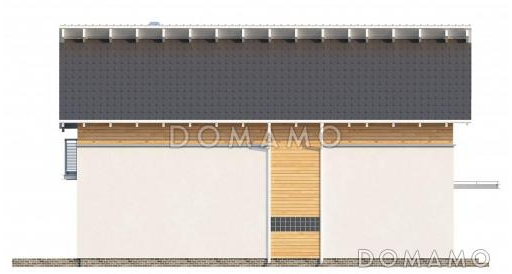 Проект небольшого мансардного дома из газобетона с отделкой планкеном / Фасад 1