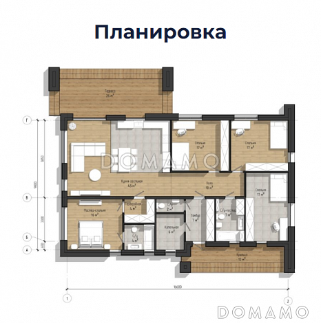 Мульти-Дом 14 П  / План 1 этажа Мульти-Дом 14 П  / План 1 этажа