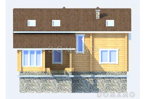 Проект деревянного дома с просторными кладовыми на цокольном этаже / Фасад 2