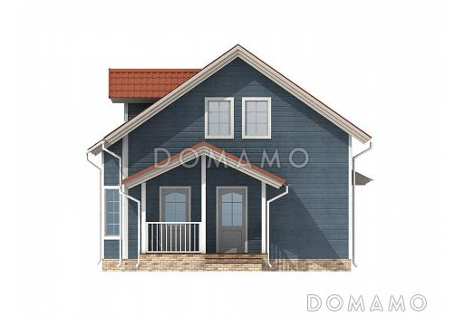 Проект двухэтажного каркасного дома с эркерами / Фасад 3