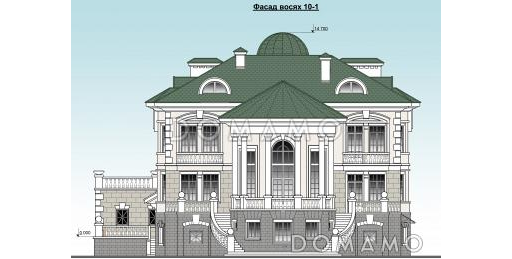 Проект жилого дома с небольшим бассейном на цокольном этаже / Фасад 3