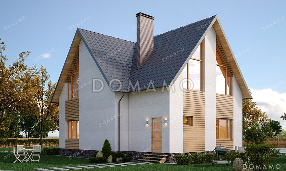 Проект одноэтажного дома с мансардой и гаражом в современном стиле / 2