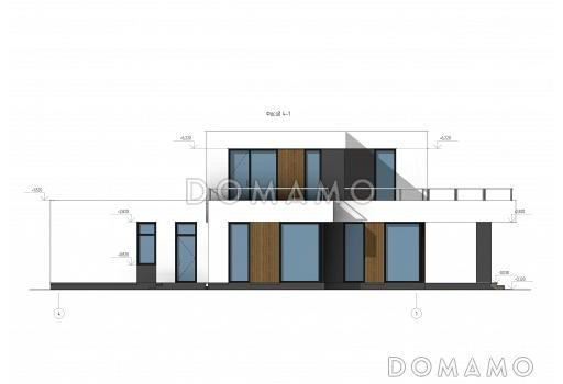 Проект современного дома с 5 спальнями, гаражом на 2 машины и террасой на втором уровне / Фасад 2