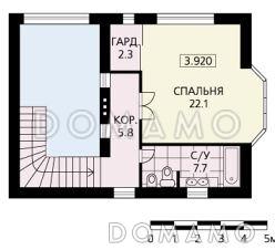 Проект дома из кирпича с зимним садом и небольшим подвальным помещением / План мансардного этажа