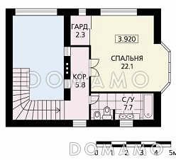 Проект дома из кирпича с зимним садом и небольшим подвальным помещением / План мансардного этажа Проект дома из кирпича с зимним садом и небольшим подвальным помещением / План мансардного этажа