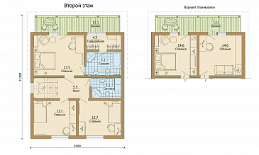 Проект каркасного дома с большим балконом на мансардном этаже / План мансардного этажа