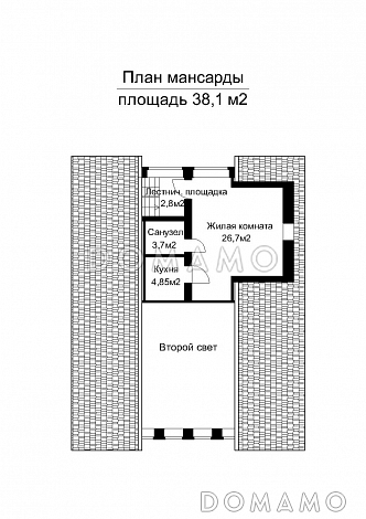 Проект отдельно стоящего бассейна круглогодичного использования  / План мансардного этажа