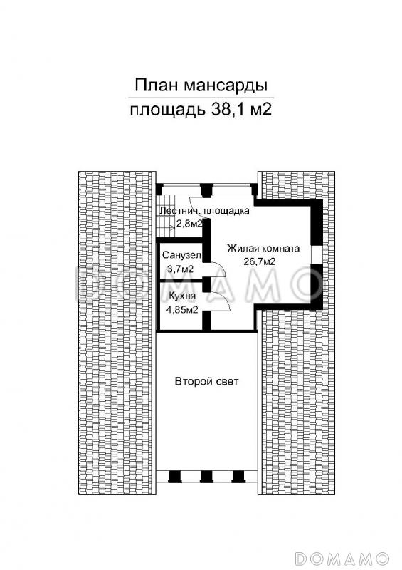 Проект отдельно стоящего бассейна круглогодичного использования  / План мансардного этажа