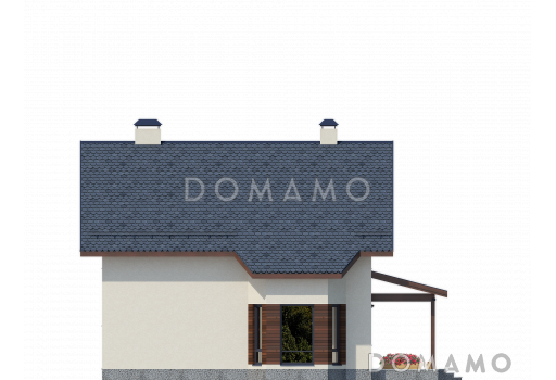 Проект лаконичного дома с гибкой, серой черепицей / Фасад 3