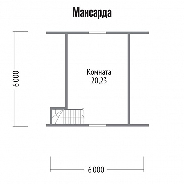 Проект каркасной бани 6х6 с мансардой / План мансардного этажа Проект каркасной бани 6х6 с мансардой / План мансардного этажа