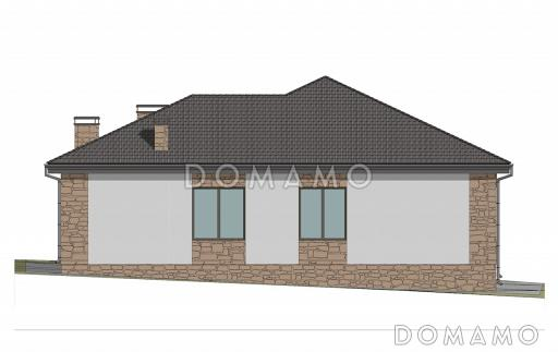 Проект одноэтажного коттеджа с сауной и крытой террасой / Фасад 2