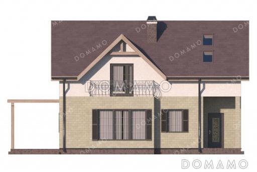 Проект дома с 3 спальнями, гостевой и просторной кухней-гостиной / Фасад 2