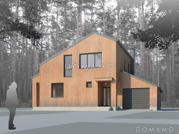 Проект дома из пеноблоков с террасой и гаражом Проект дома из пеноблоков с террасой и гаражом