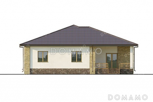 Проект одноэтажного дома с большой террасой и гаражом / Фасад 3