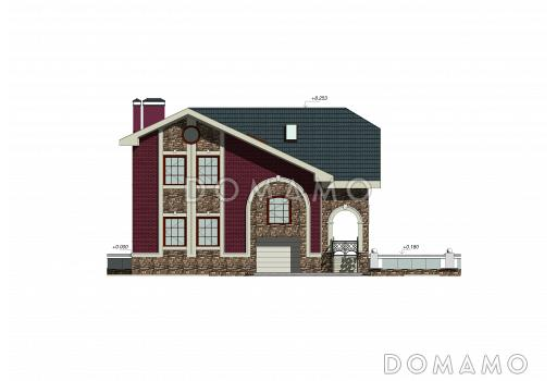 Проект двухэтажного дома с подвалом, гаражом и террасой / Фасад 1