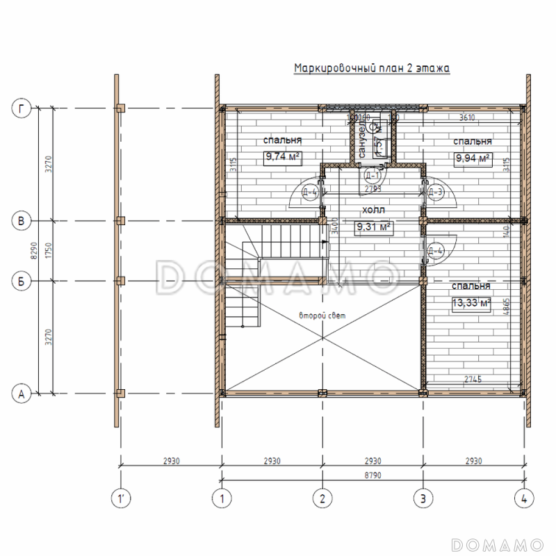 Проект фахверкого дома 138T / План 2 этажа