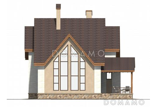 Проект коттеджа из SIP панелей с двусветной гостиной и террасой. / Фасад 2